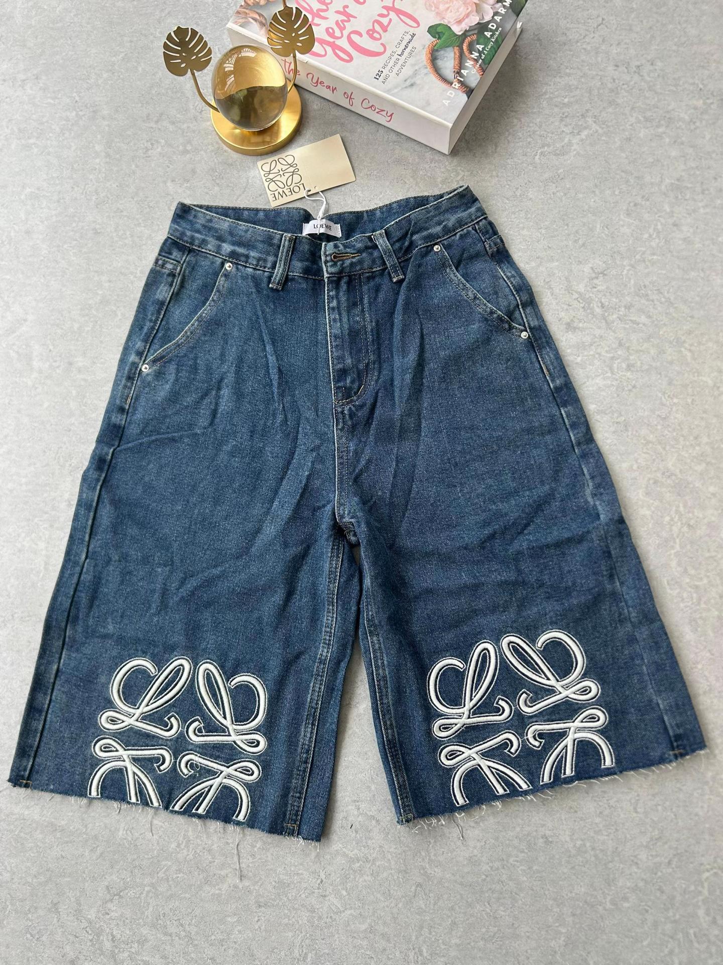 LOEWE washed denim Anagram shorts