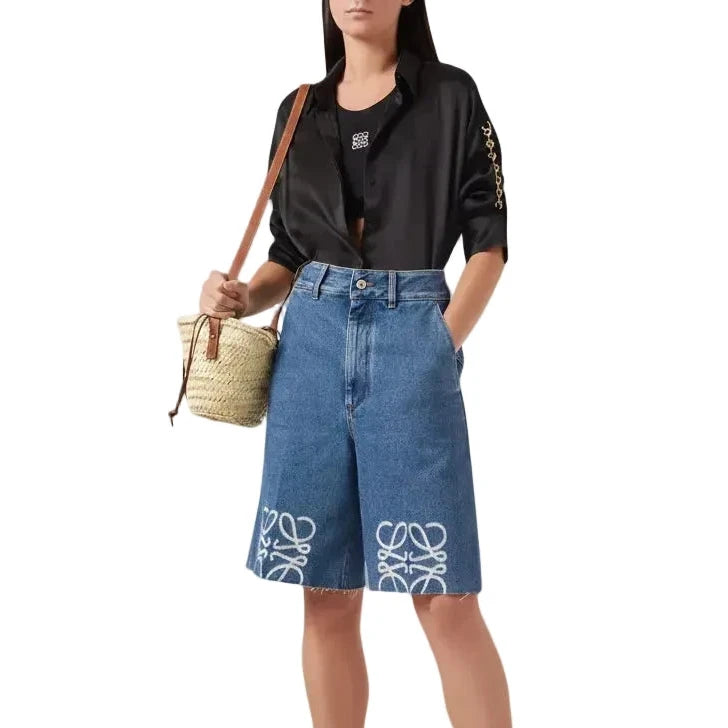 LOEWE washed denim Anagram shorts