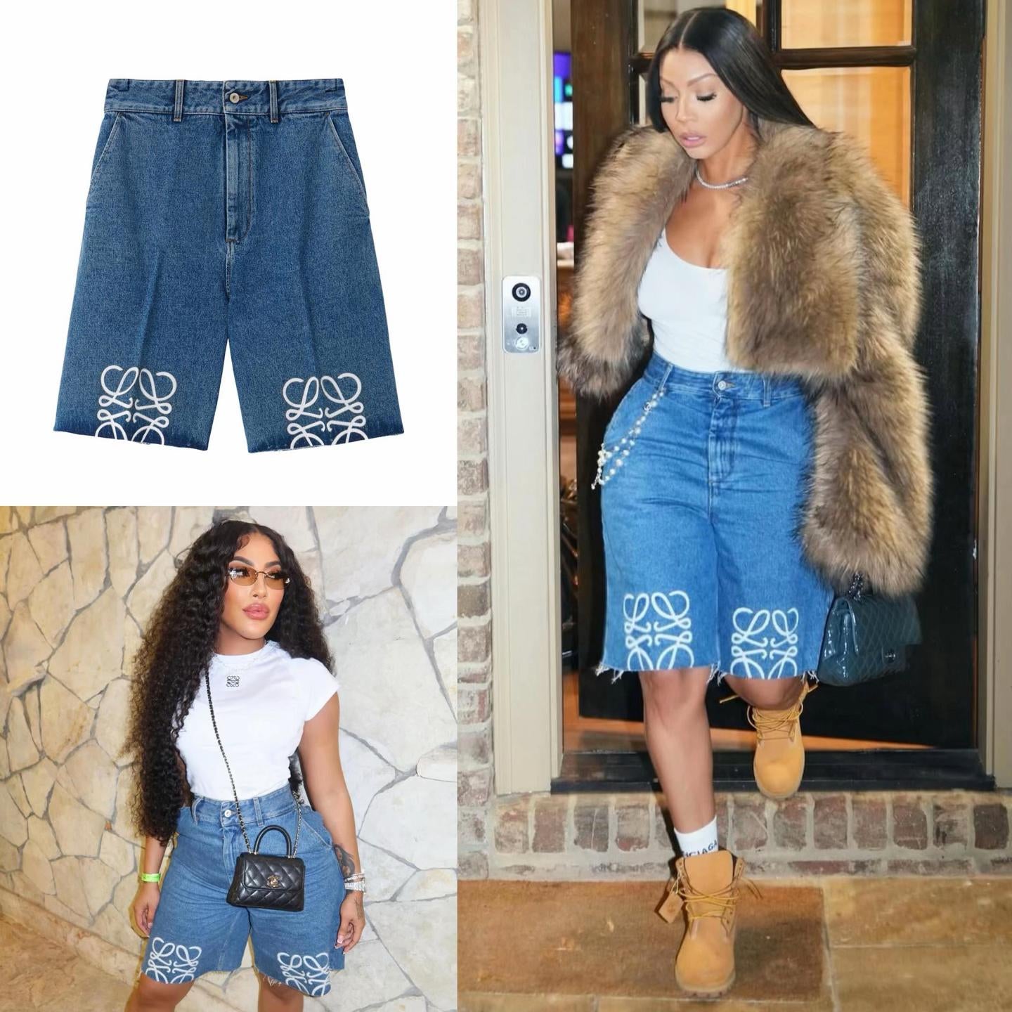 LOEWE washed denim Anagram shorts
